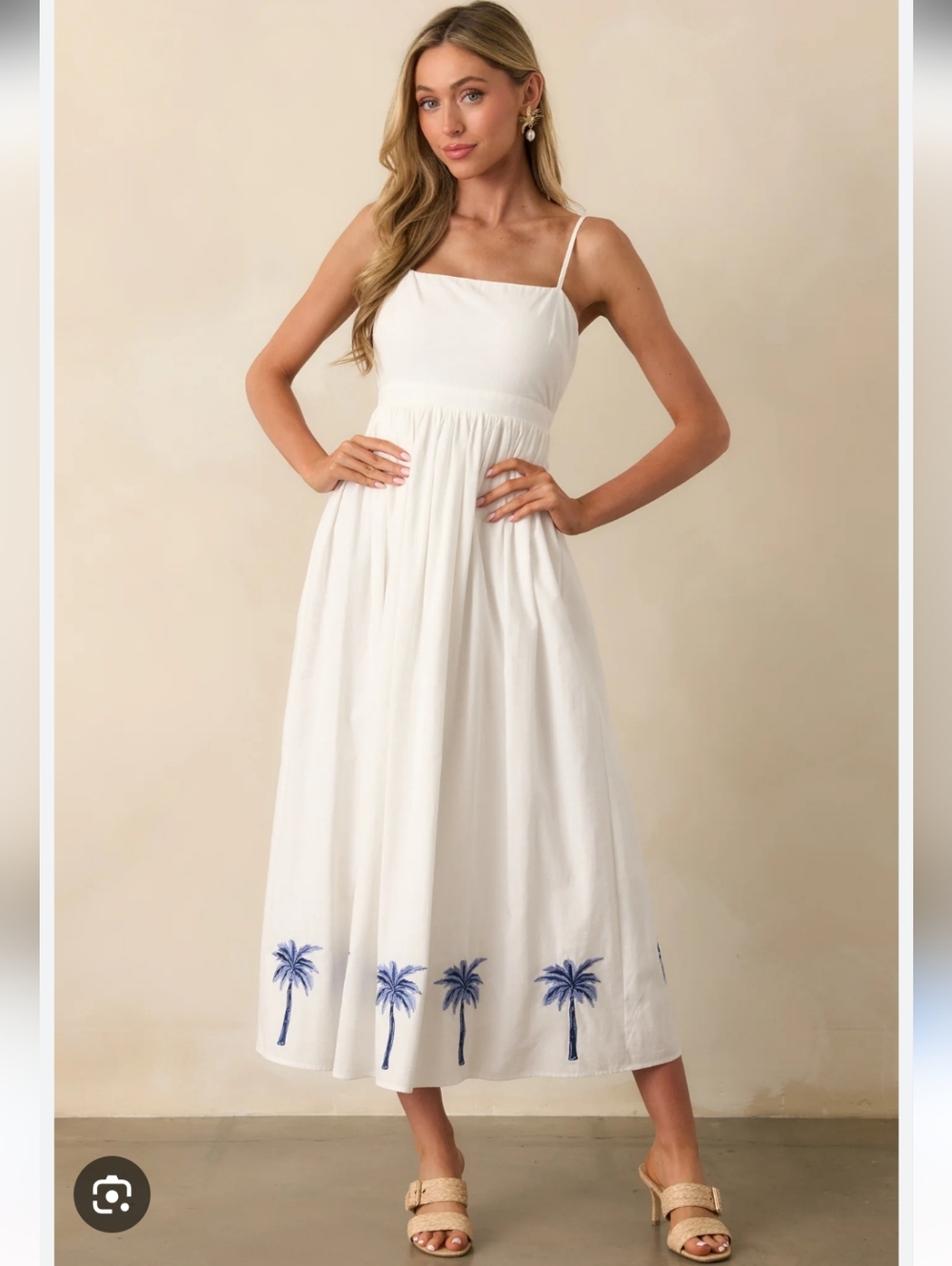 MinkPink Isadora White Pineapple Midi Tank Dress Size XS